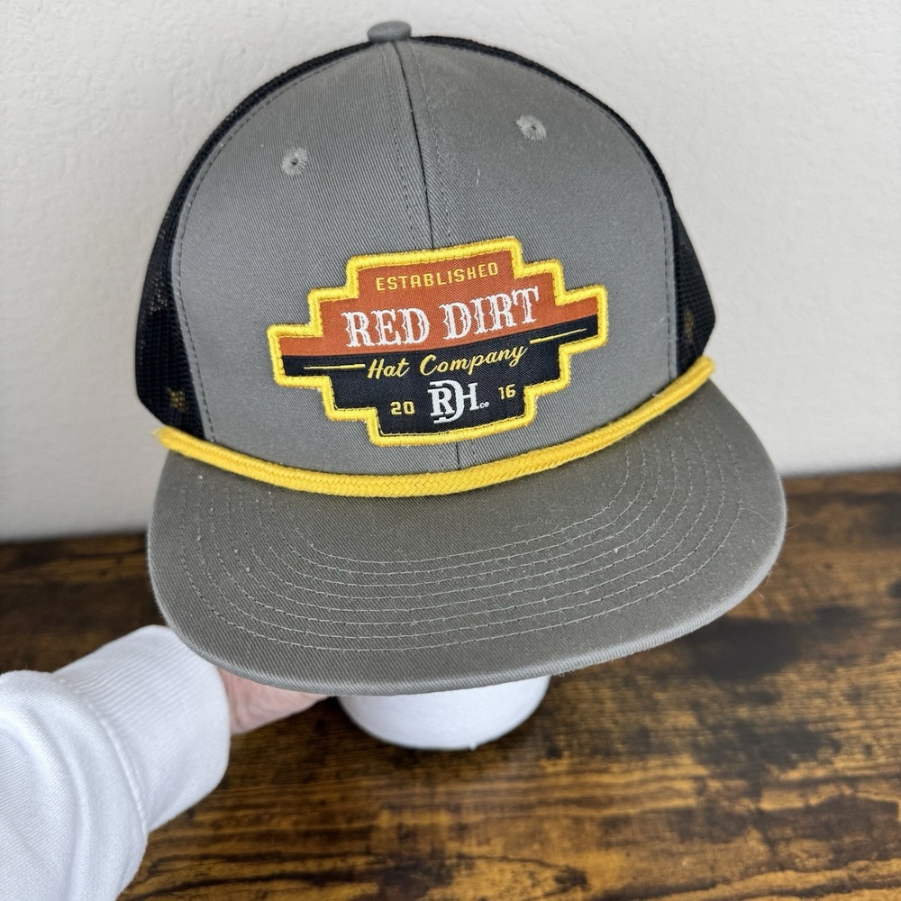 Red Dirt Hat Company Trucker Cap Gray Black Mesh Snapback Western Rodeo